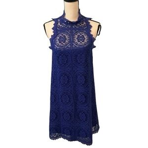 Nanette Lepore Blue Mini Cocktail Dress Lace Size 2
